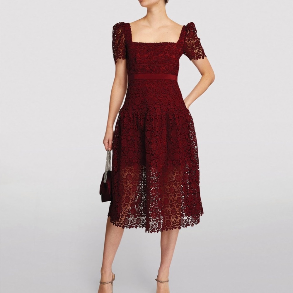 Self portrait midi burgundy dress